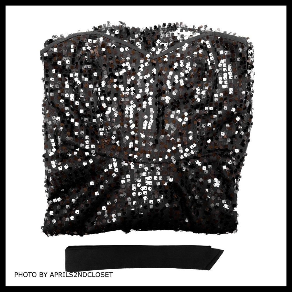 BLACK EMBELLISHED SEQUIN LBD COCKTAIL DRESS A3C - Picture 5 of 8